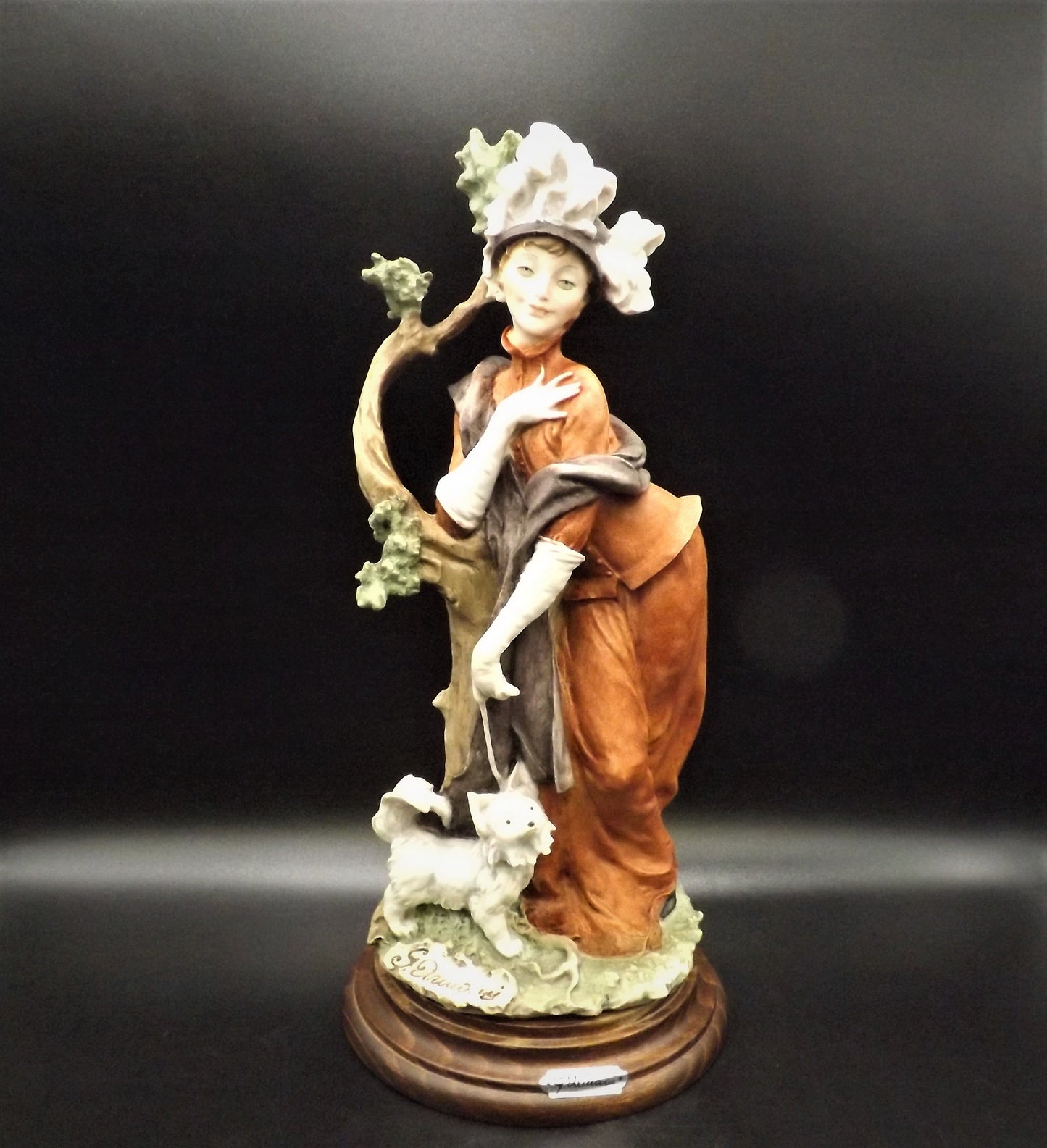 Giuseppe Armani Porcelain Figurine: Lady with Dog, Florence Italy