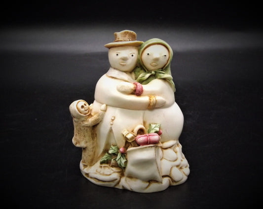 1999 Harmony Kingdom TJSESN99 "Snowdonia Fields" Snowman and Woman Treasure Jest Figurine. Retired.
