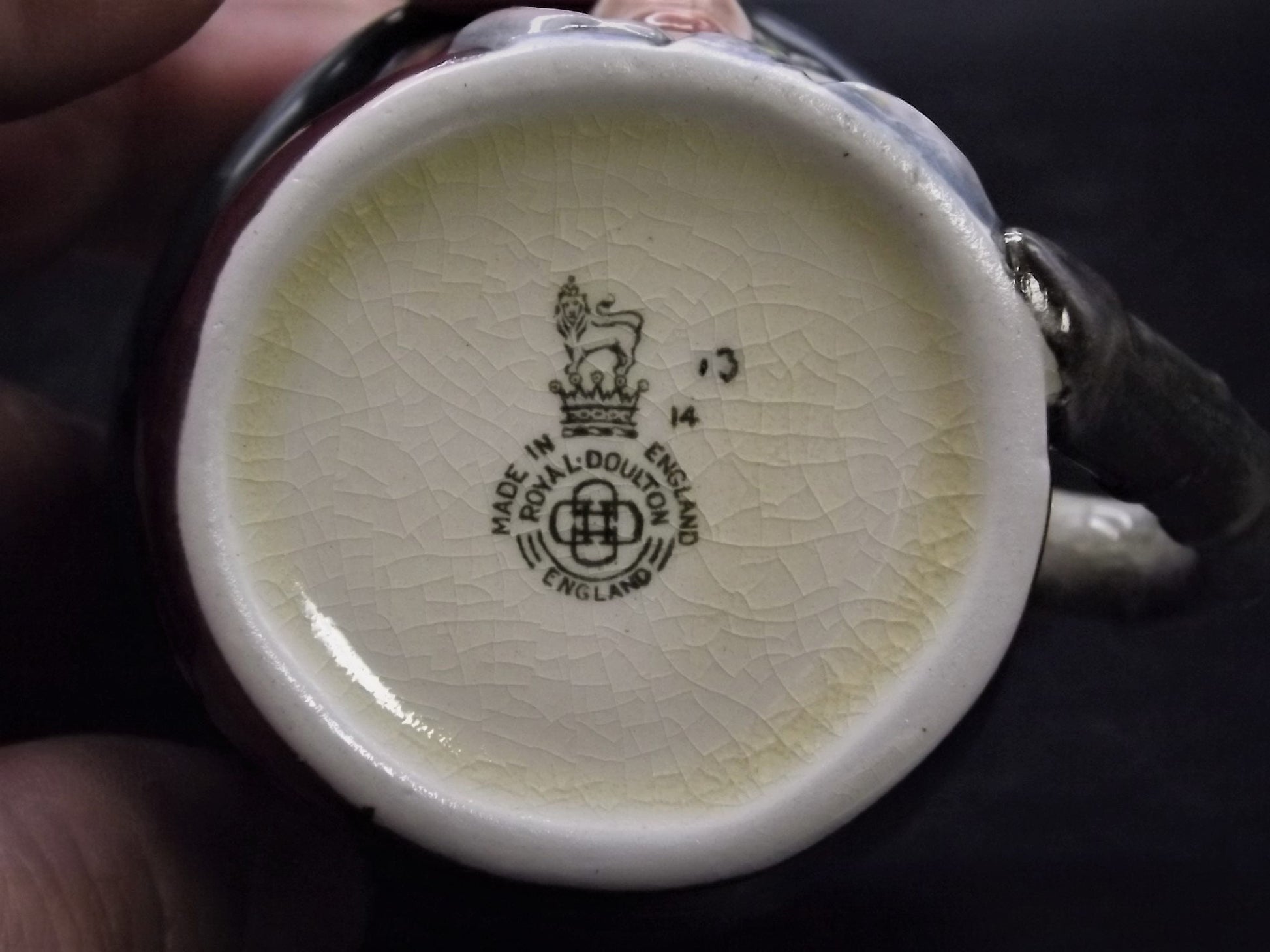 Closeout! Royal Doulton Tony Weller miniature Character Jug from the Charles Dickens Characters Collection made in 1942. Perfect condition