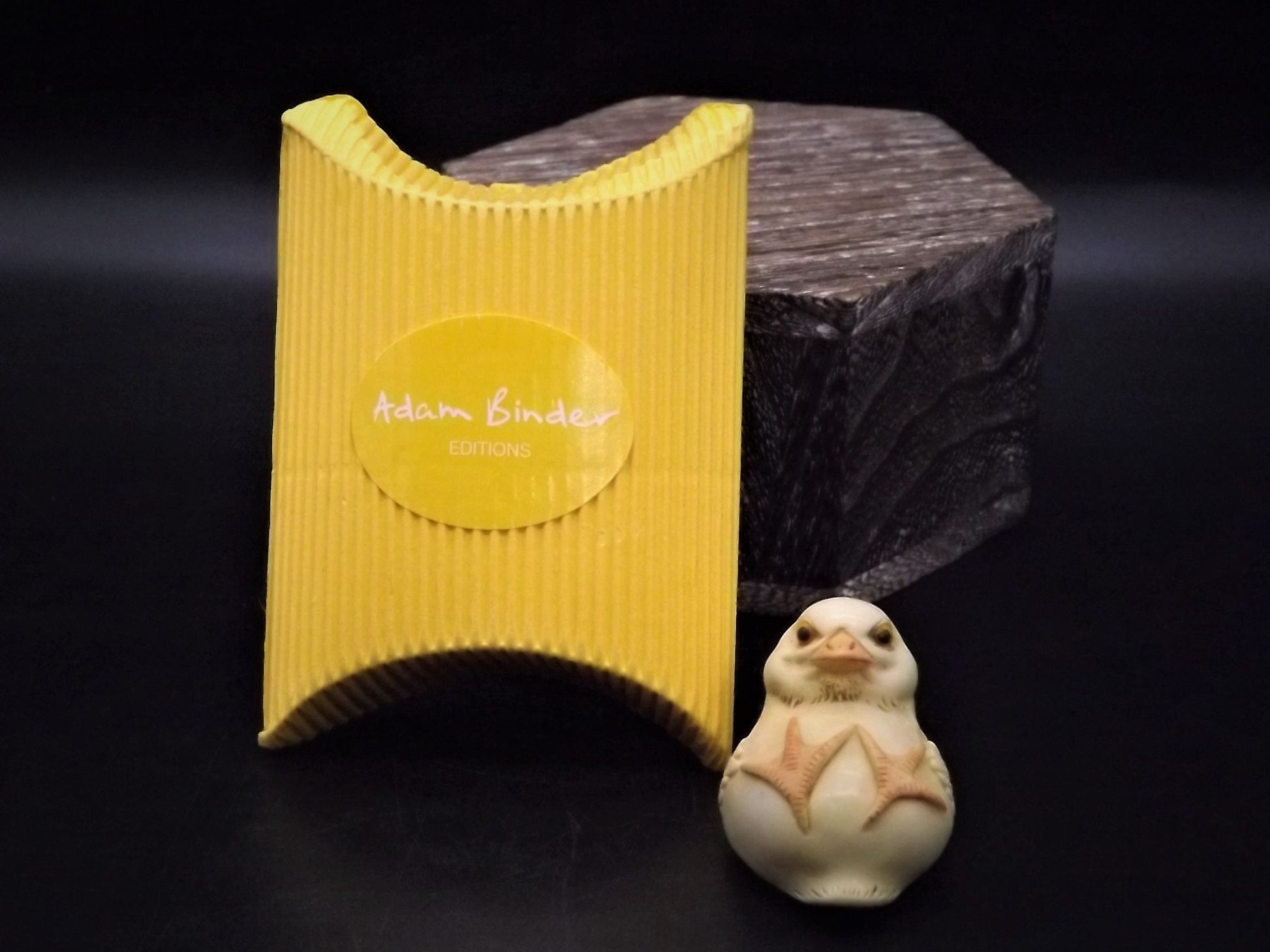 Adam Binder Palm Charm Netsuke series "Yellow Chick" Limited Edition of only 1200 pieces made. With original box No COA. Excellent shape