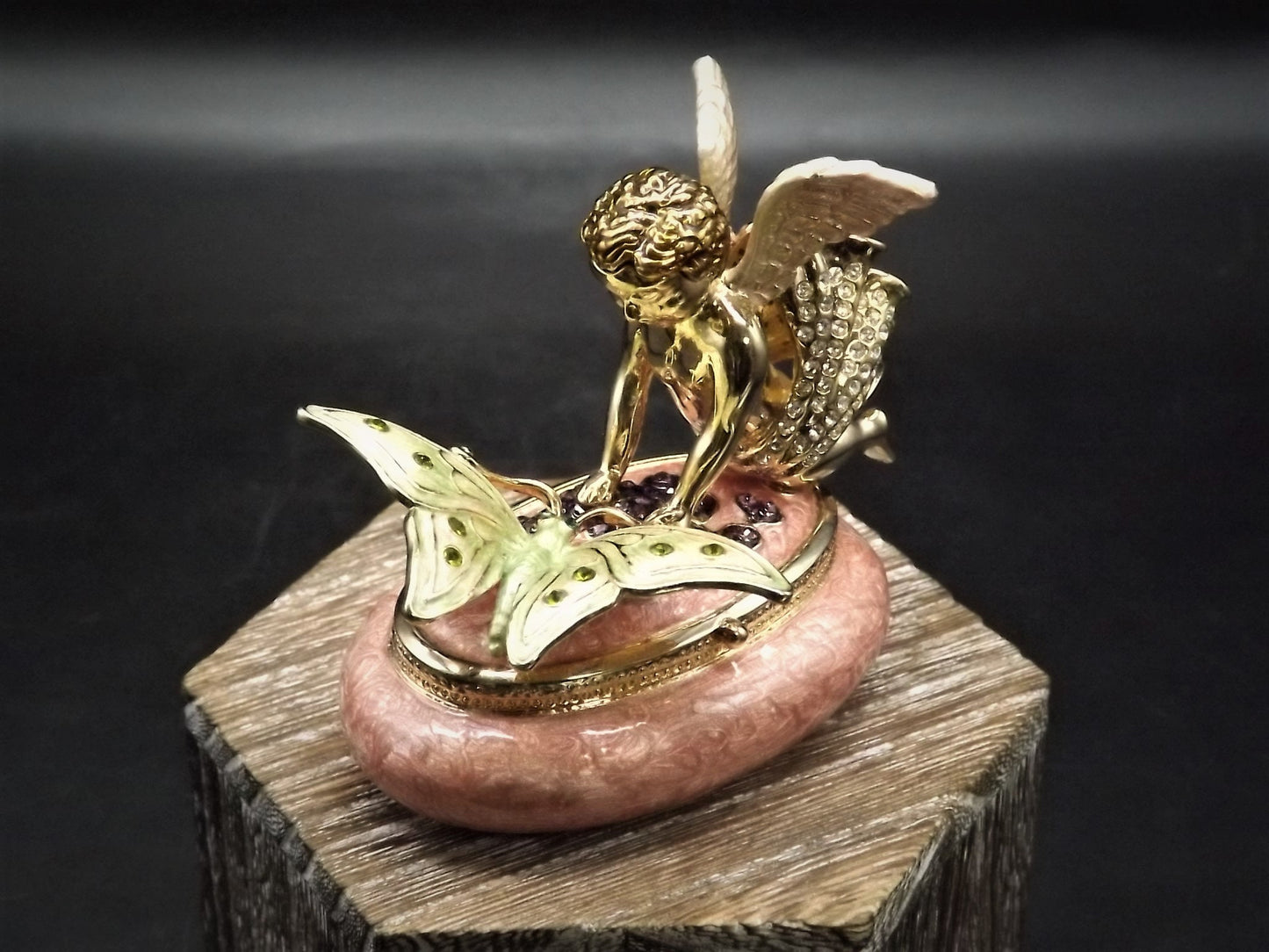 Carucci Enameled Butterfly Angel Trinket Box with Crystals