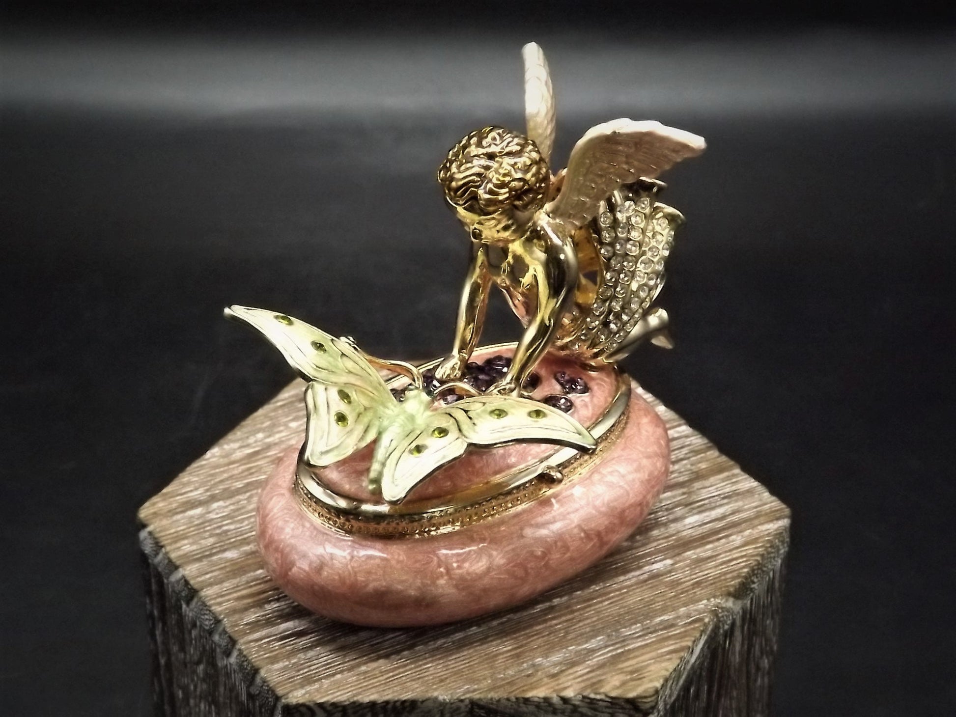 Carucci Enameled Butterfly Angel Trinket Box with Crystals