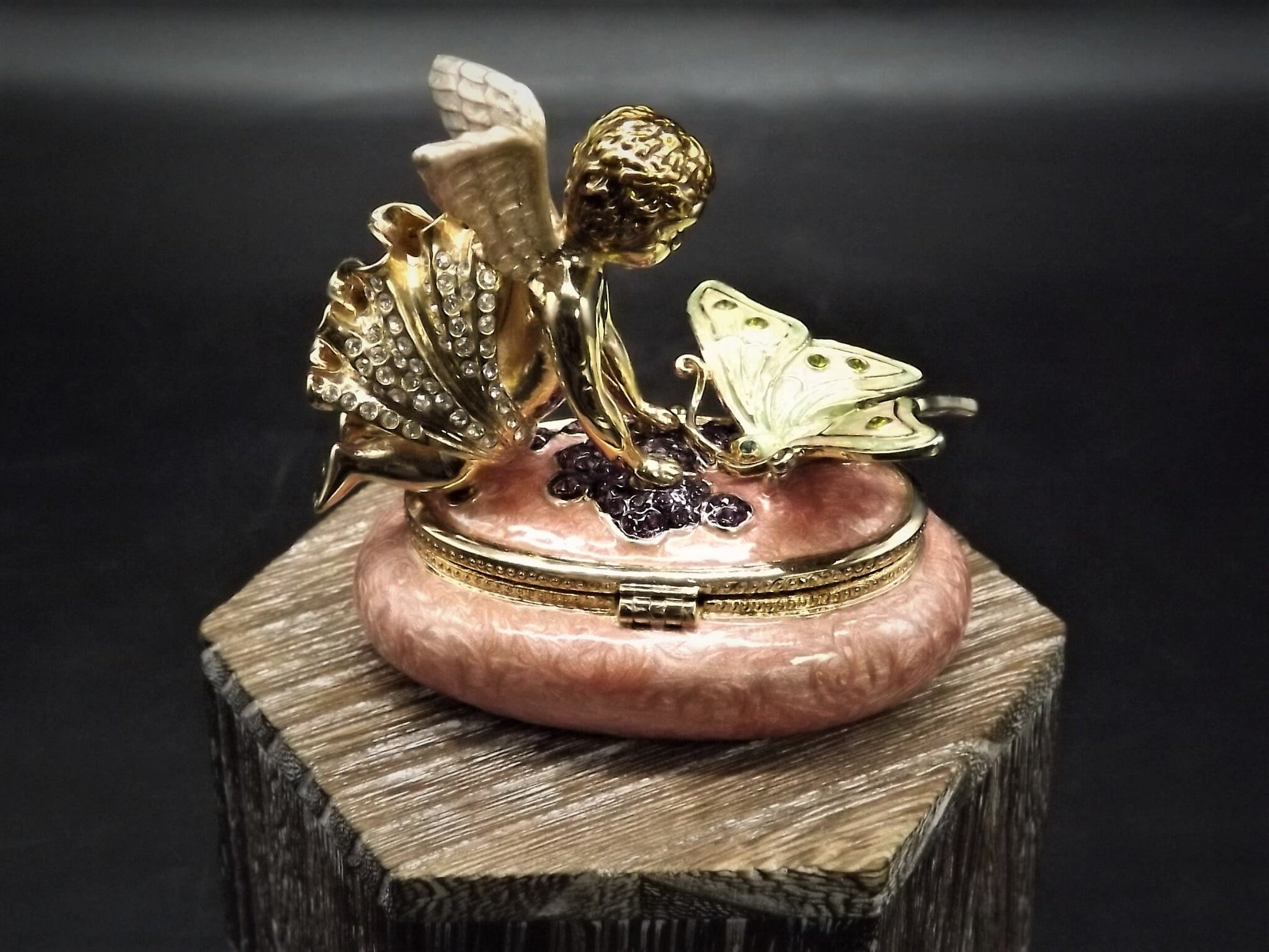 Carucci Enameled Butterfly Angel Trinket Box with Crystals