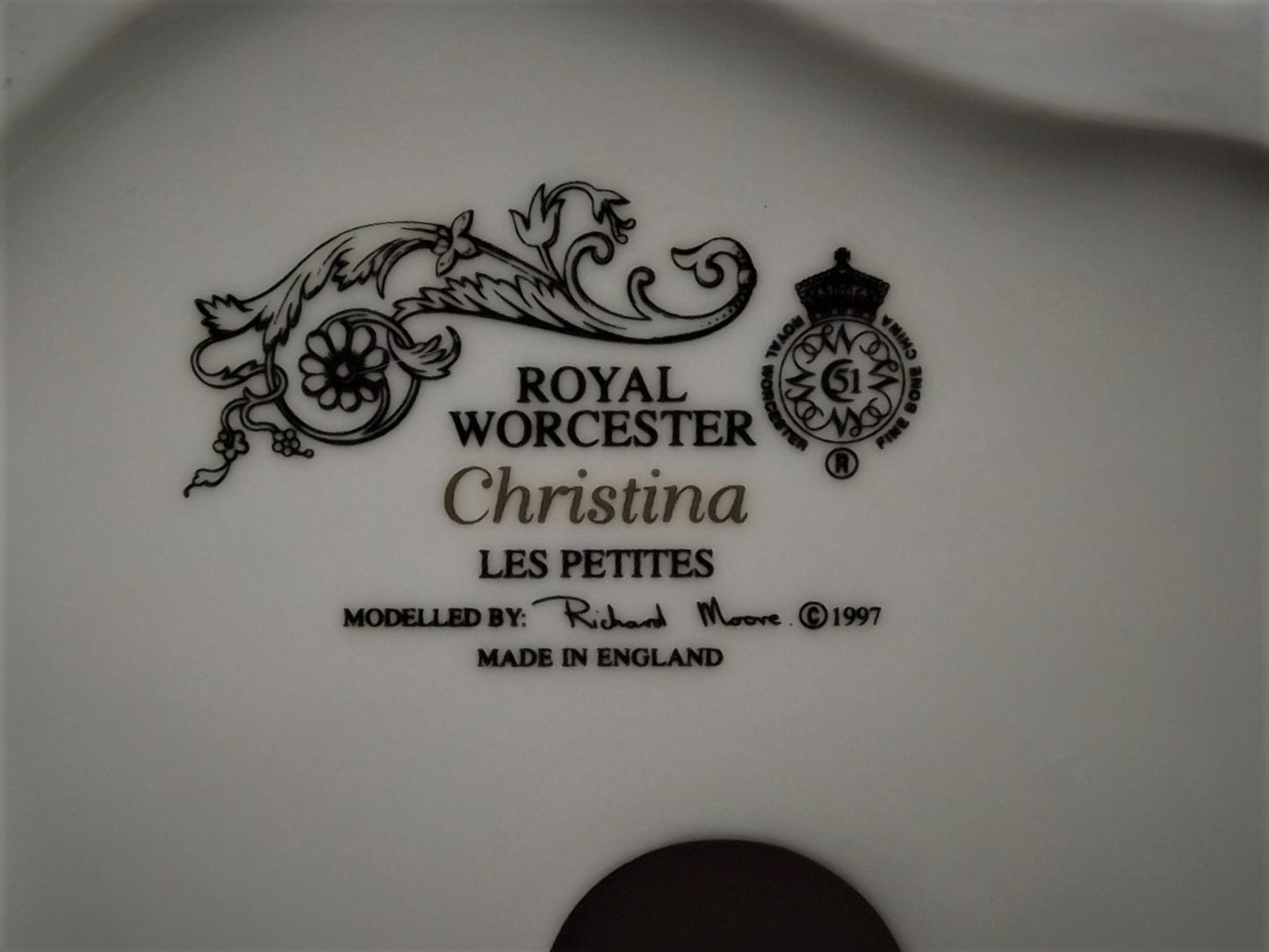 Vintage Royal Worcester "Christina" Figurine: Les Petites Bone China, England