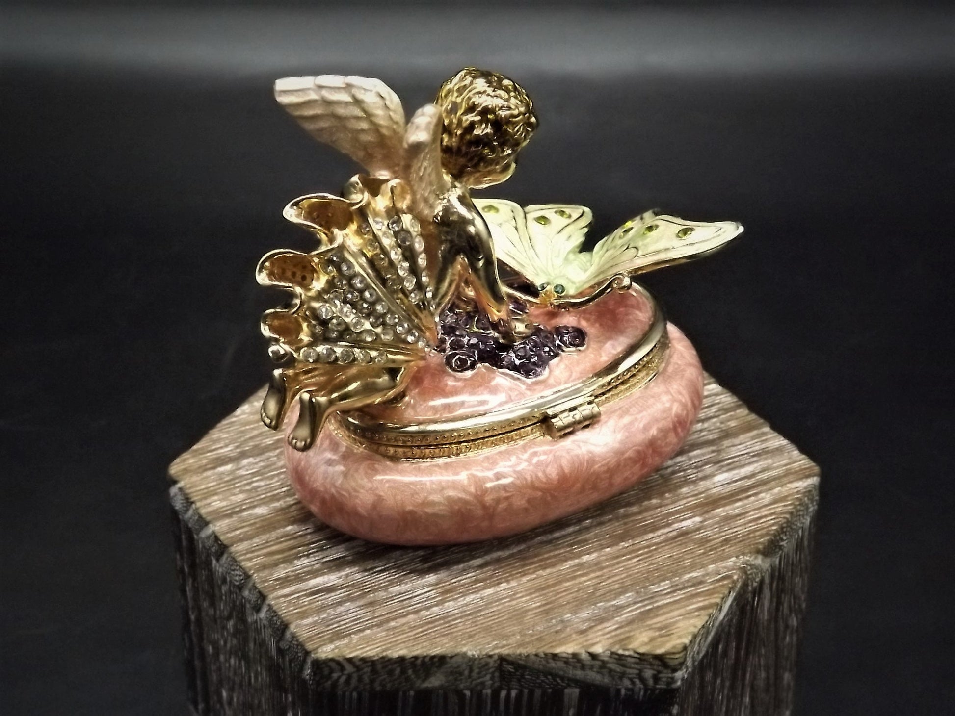 Carucci Enameled Butterfly Angel Trinket Box with Crystals