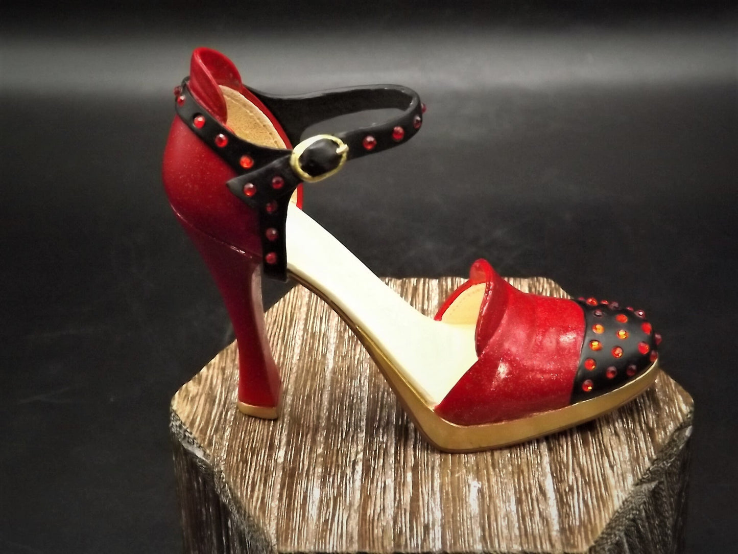 Closeout Sale! Vintage Just the Right Shoe by Raine "On Fire" miniature shoe collectible with original box. Item #25524