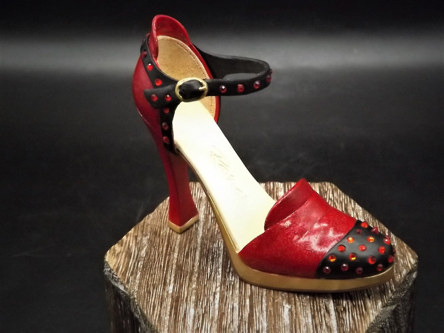 Closeout Sale! Vintage Just the Right Shoe by Raine "On Fire" miniature shoe collectible with original box. Item #25524