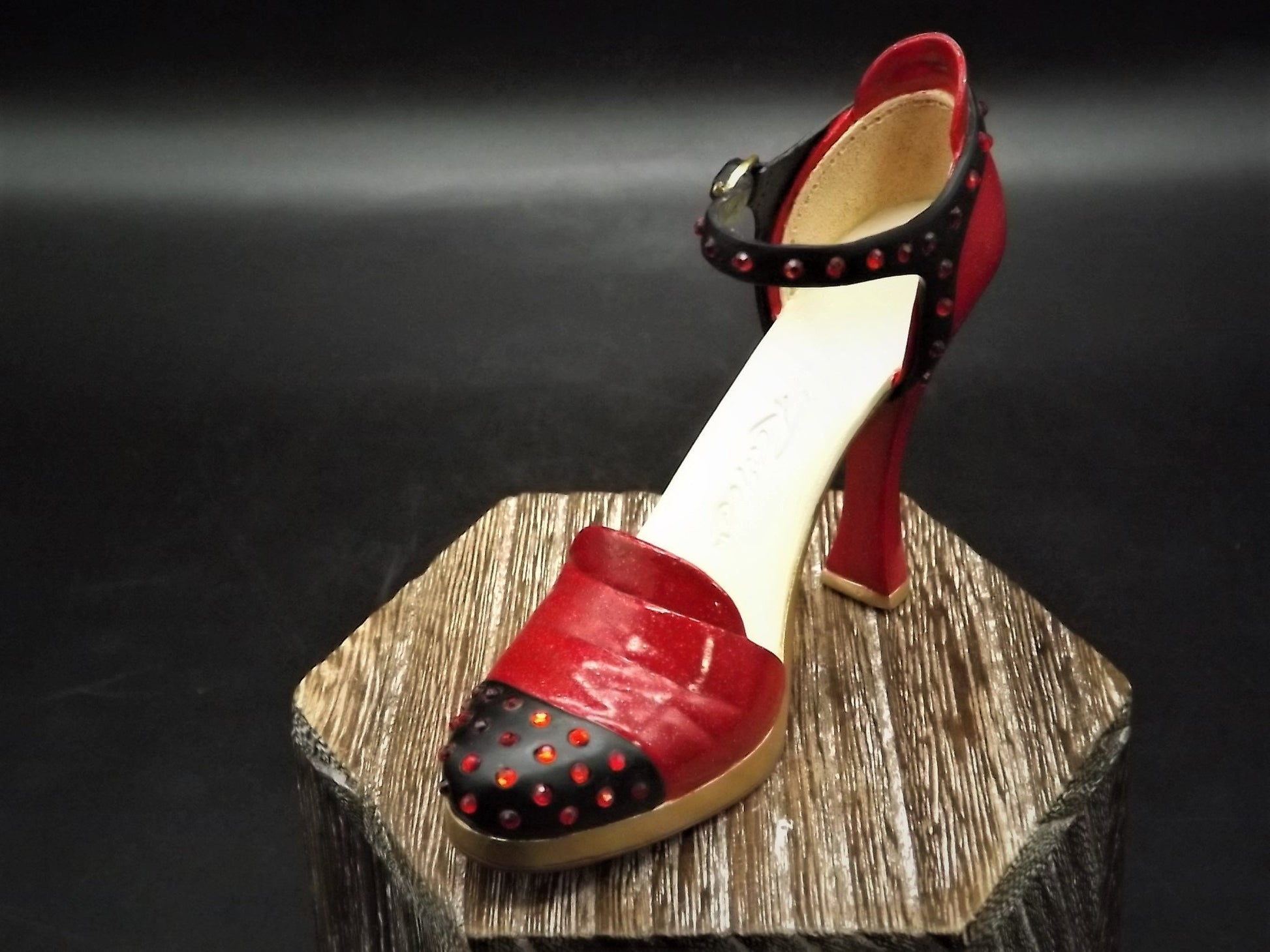 Closeout Sale! Vintage Just the Right Shoe by Raine "On Fire" miniature shoe collectible with original box. Item #25524