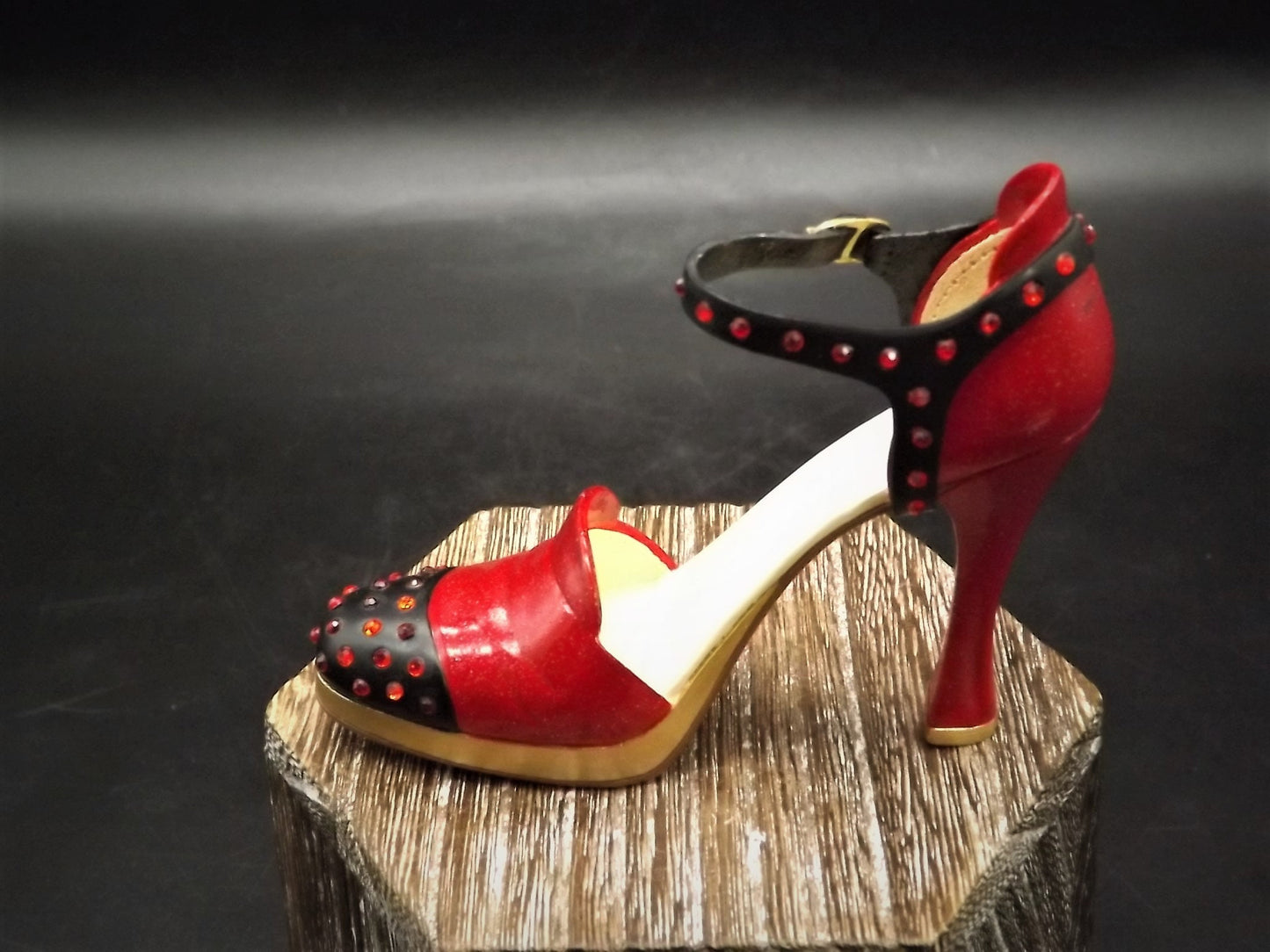 Closeout Sale! Vintage Just the Right Shoe by Raine "On Fire" miniature shoe collectible with original box. Item #25524