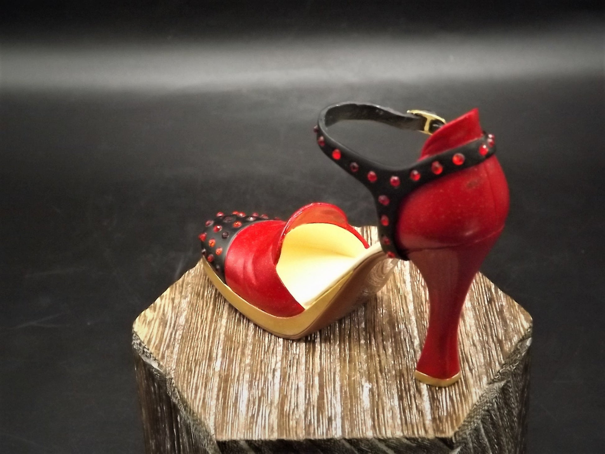 Closeout Sale! Vintage Just the Right Shoe by Raine "On Fire" miniature shoe collectible with original box. Item #25524