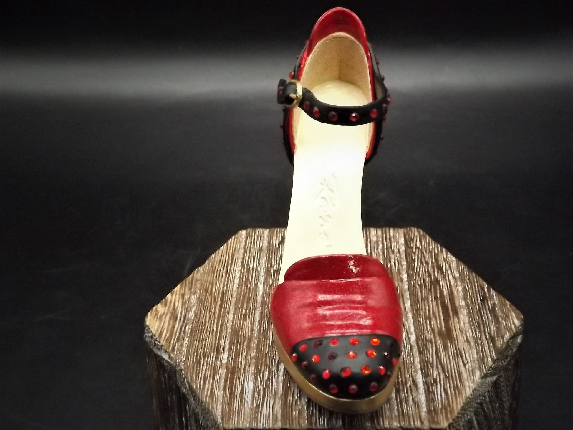 Closeout Sale! Vintage Just the Right Shoe by Raine "On Fire" miniature shoe collectible with original box. Item #25524