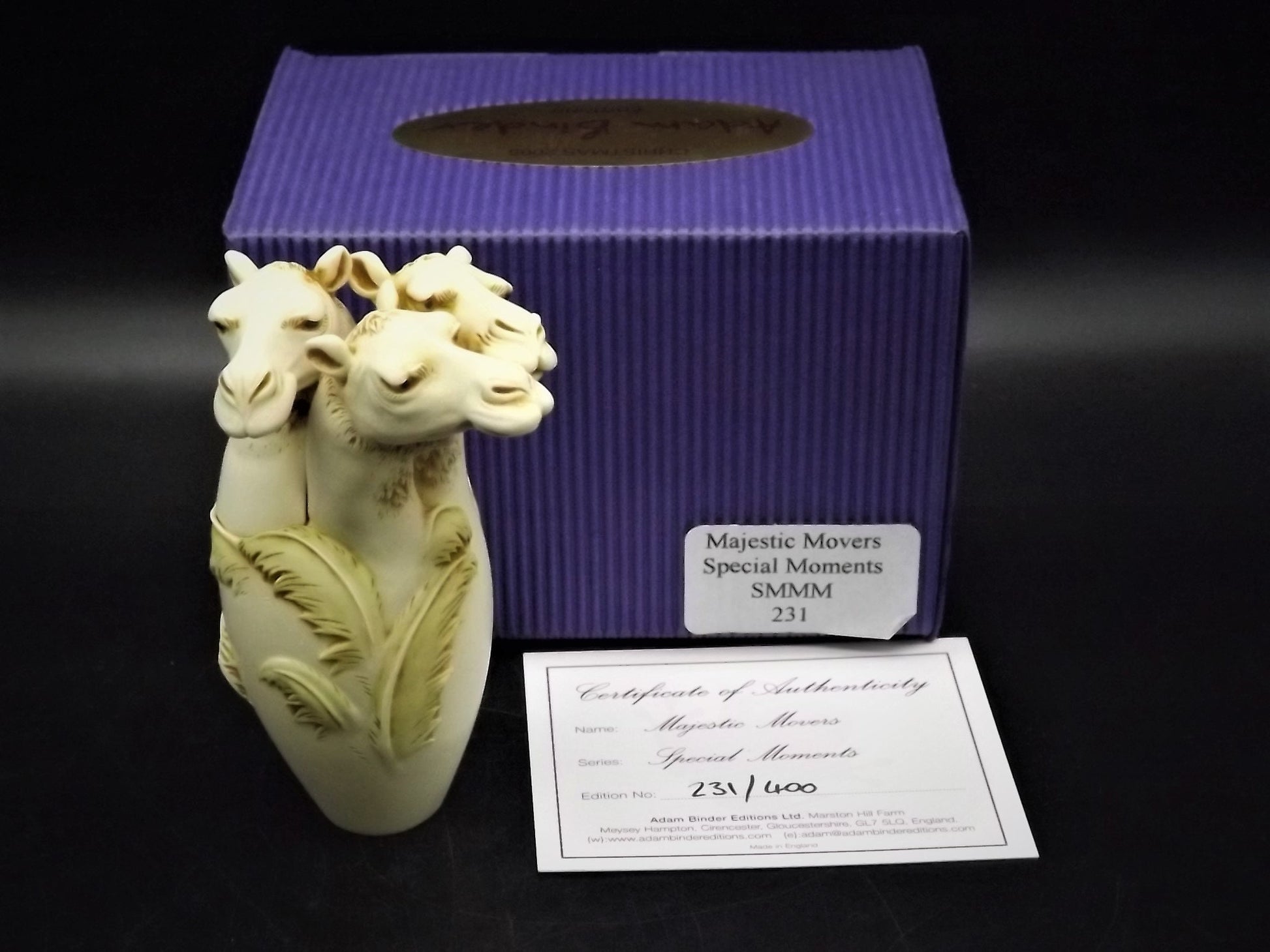 Adam Binder Special Moments Christmas series "Majestic Movers". With original box and COA. Excellent shape limited edition #231/400.