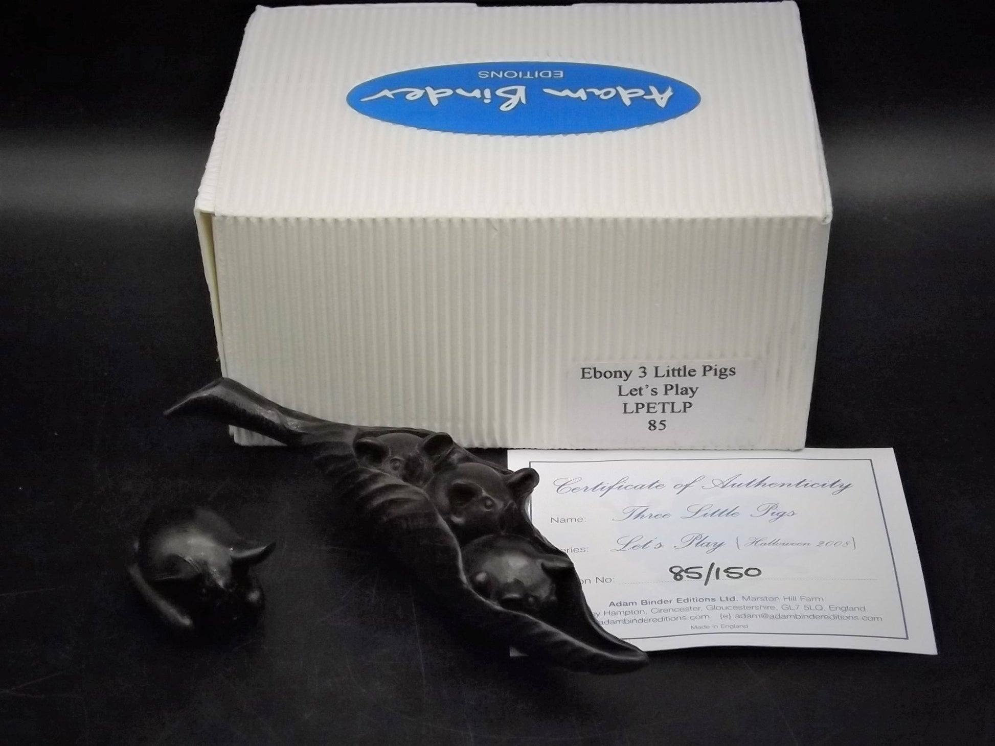 Adam Binder Let's Play series "Ebony Three Little Pigs". With original box and COA. Excellent shape limited edition #85/150.