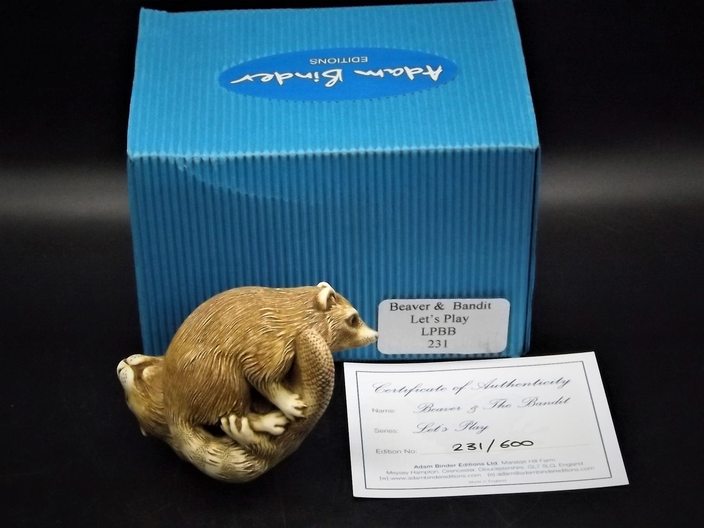 Adam Binder Let's Play series "Beaver and the Bandit". With original box and COA. Excellent shape limited edition #281/600.