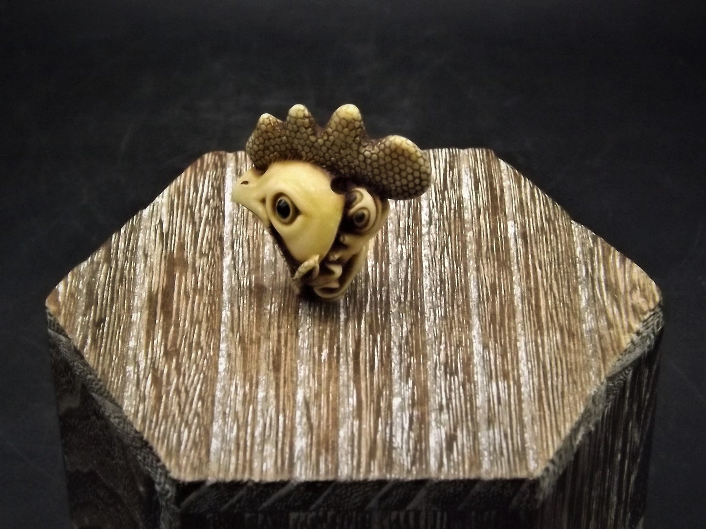 Adam Binder Netsuke "Rooster Mask". With original box and COA. Excellent shape limited edition #277/400