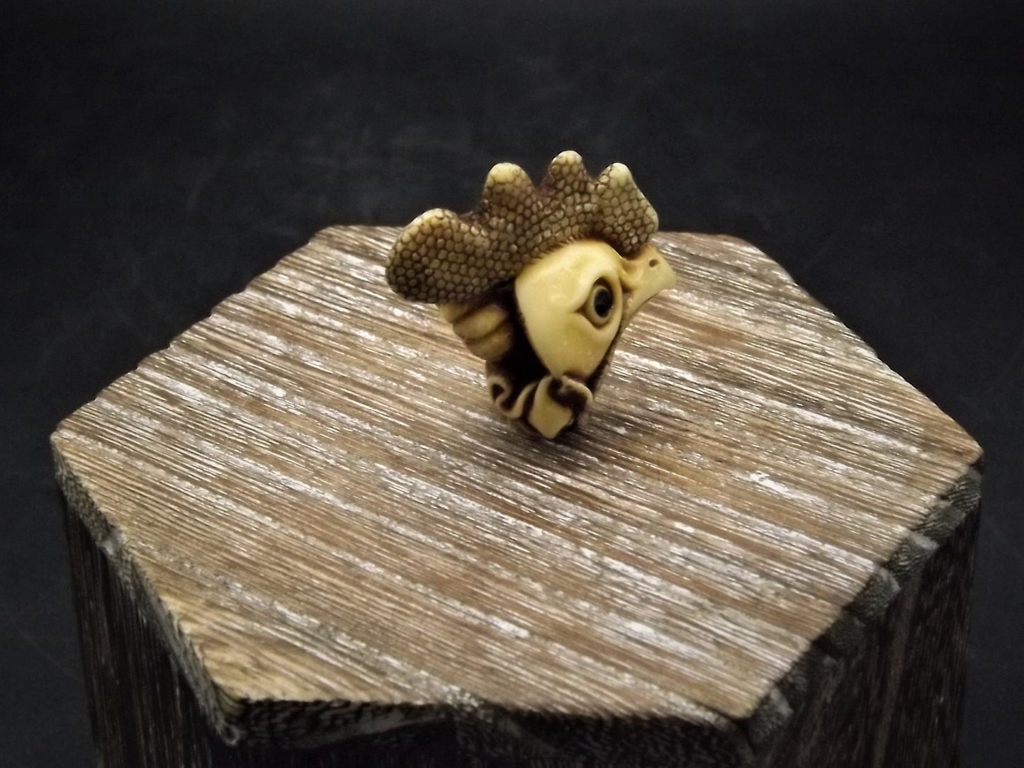 Adam Binder Netsuke "Rooster Mask". With original box and COA. Excellent shape limited edition #277/400
