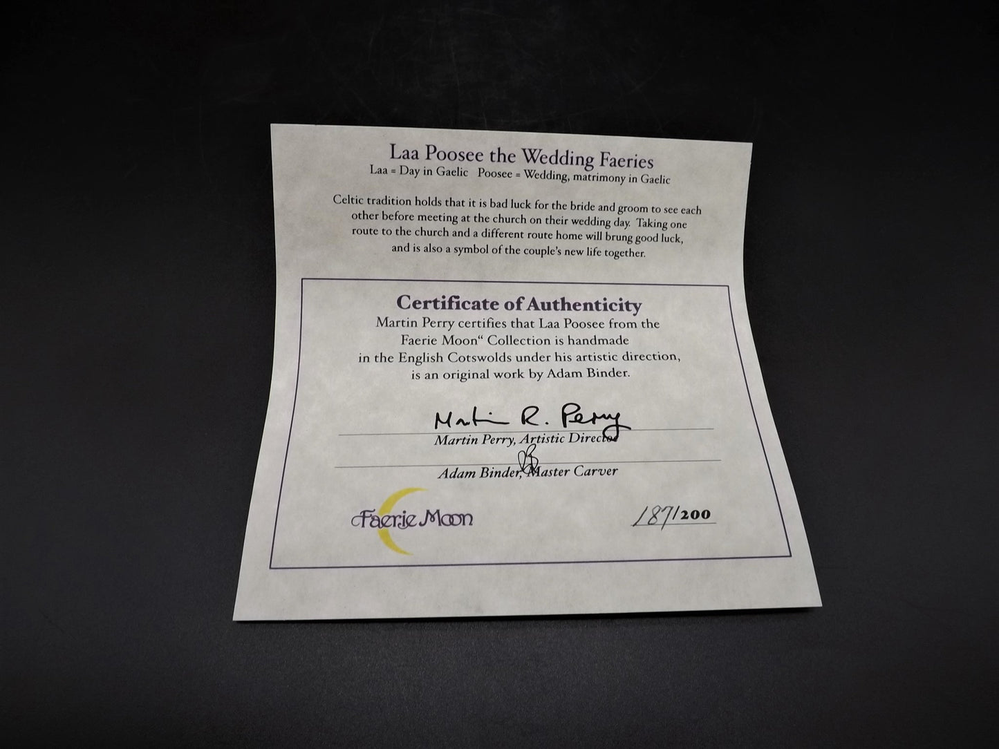 Vintage 2000 The Artists Choice, Faerie Moon, "Laa Poosee" Fairy couple marriage piece. Limited edition #187/200 with original box and COA.