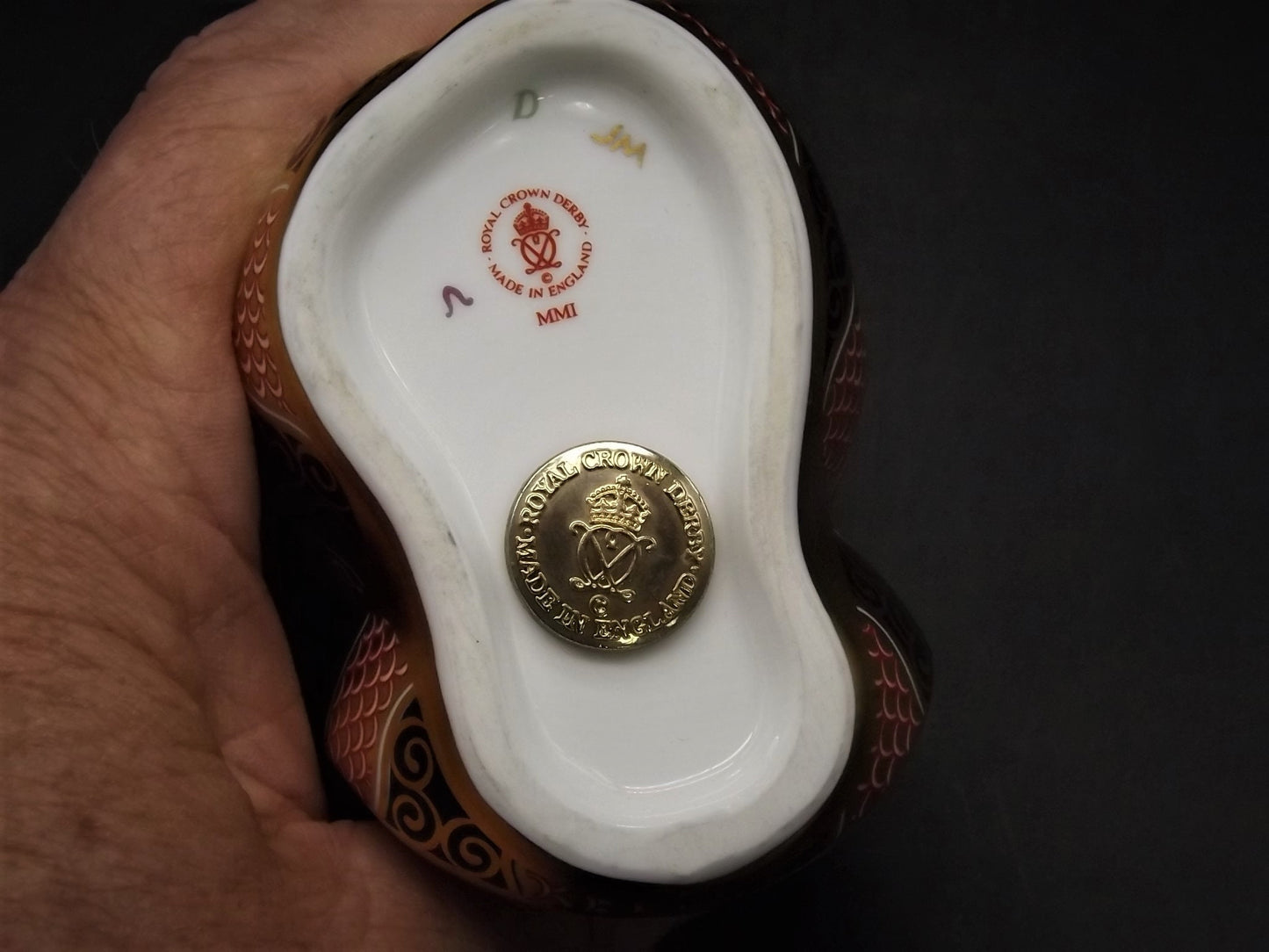 Vintage 2001 Royal Crown Derby Imari Snake Figurine. Excellent condition with Gold button on bottom. Stunning piece.