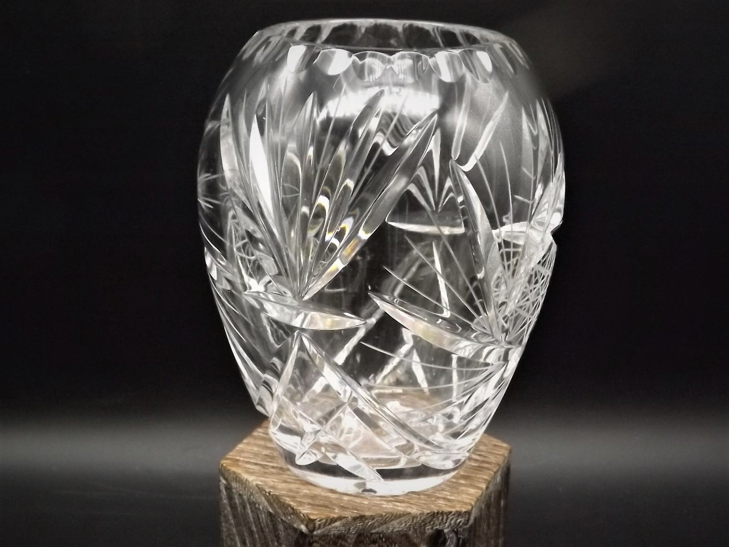 Classic Crystal Vase with Pinwheel design. Excellent condition