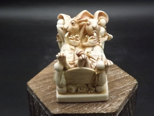 Harmony Kingdom "Smoking Section" two rabbits enjoying a cigarettes afterwards. Limited to 1000 pieces. Hand Autographed. No original box.