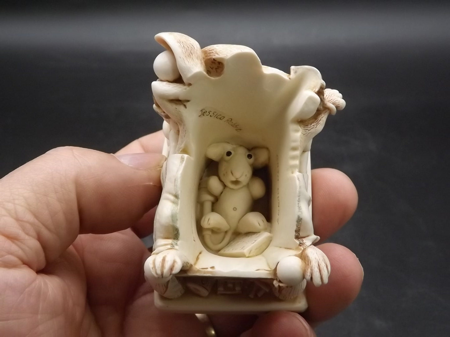 Harmony Kingdom "Smoking Section" two rabbits enjoying a cigarettes afterwards. Limited to 1000 pieces. Hand Autographed. No original box.