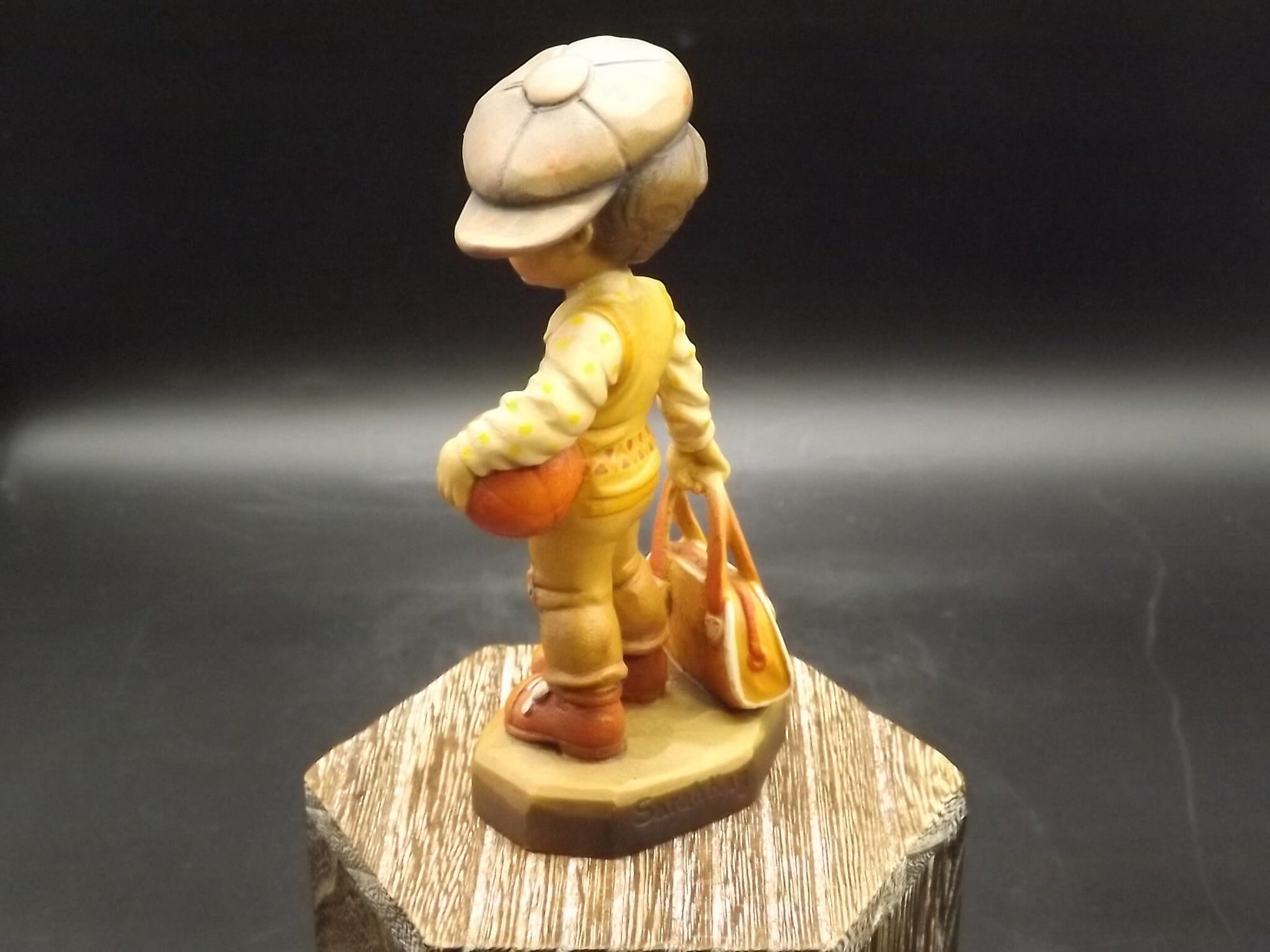 Vintage Anri Wood Figurine: "Shooting Hoops" by Sarah Kay, Limited Edition