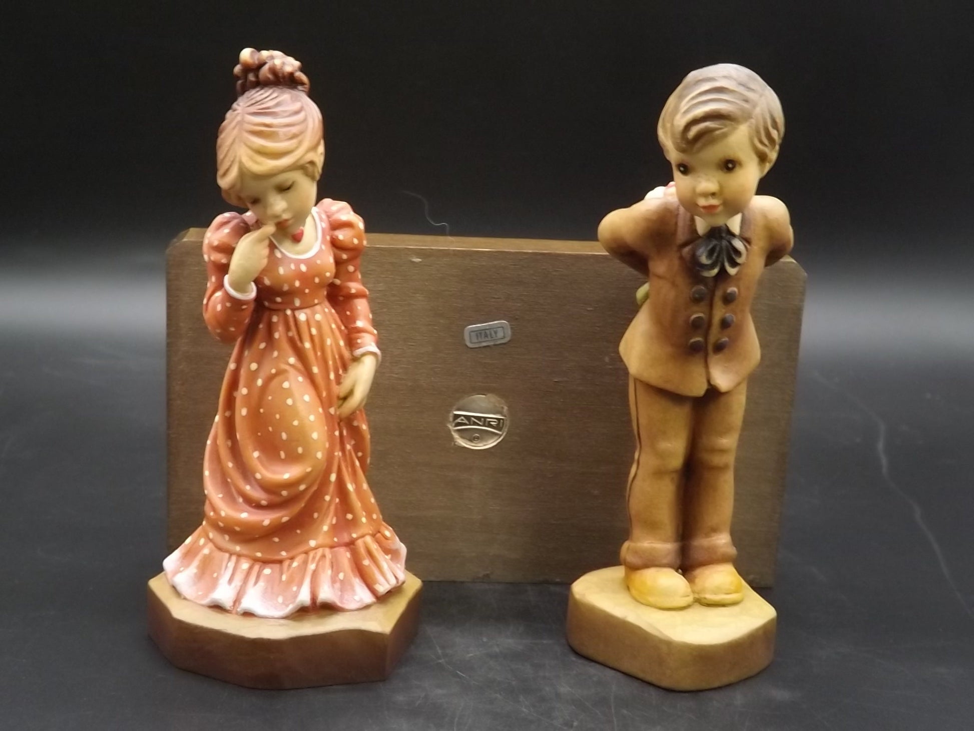 Vintage Anri Wood Figurines: "Rose Arbor" Sarah Kay Design, Italy