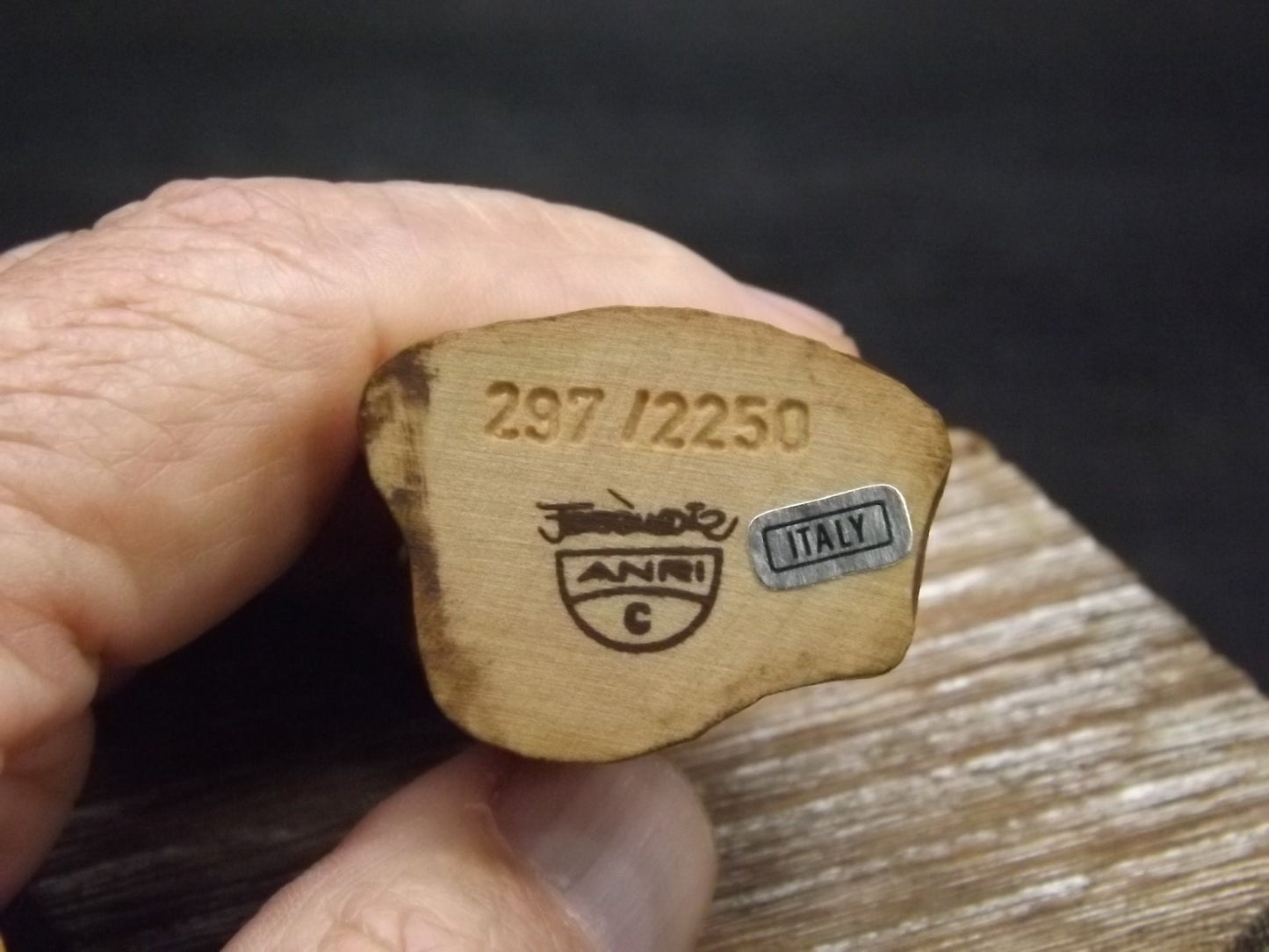 Vintage Anri Wood Figurine: Girl Sewing Heart, Juan Ferrandiz Design