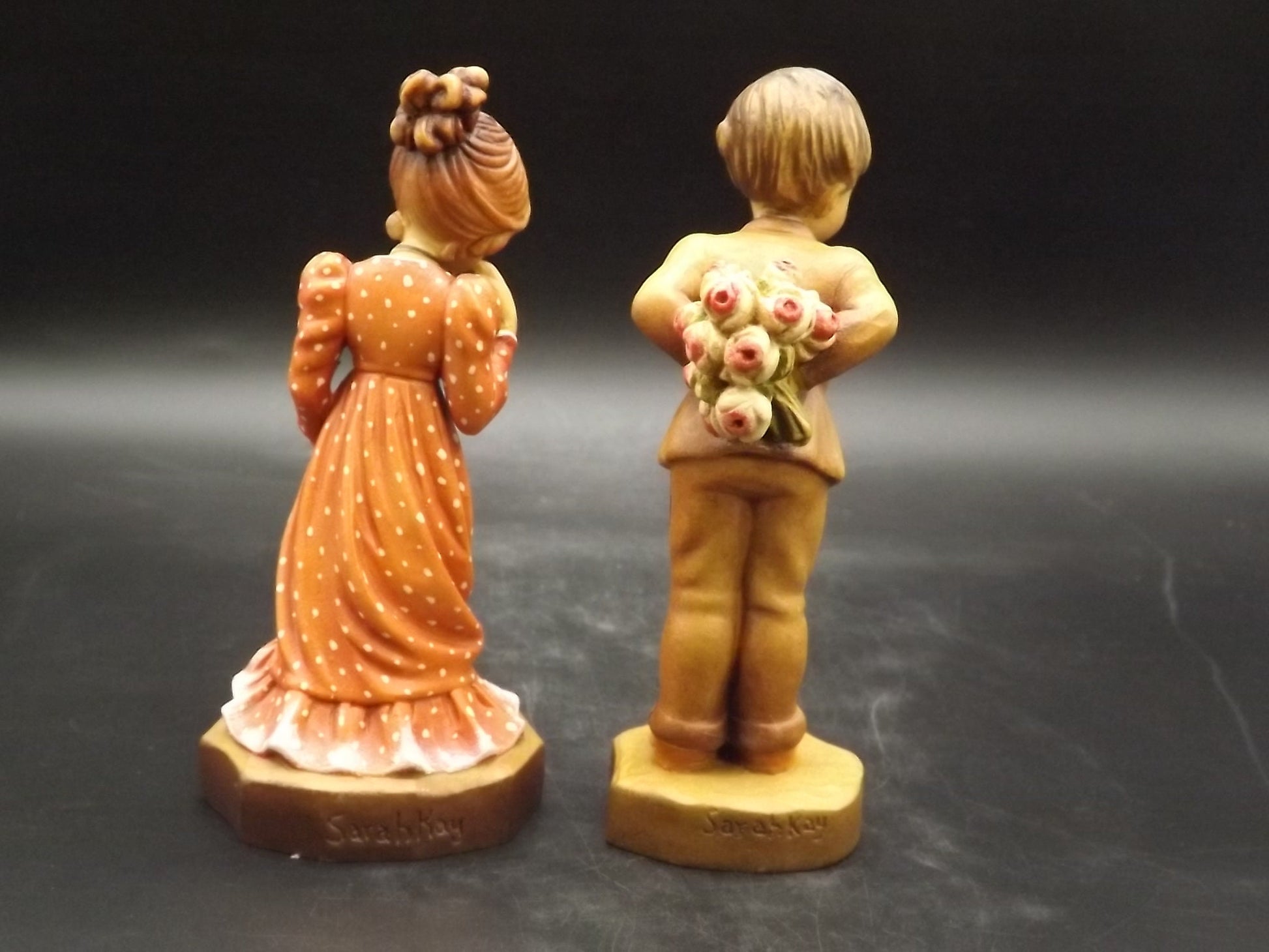 Vintage Anri Wood Figurines: "Rose Arbor" Sarah Kay Design, Italy
