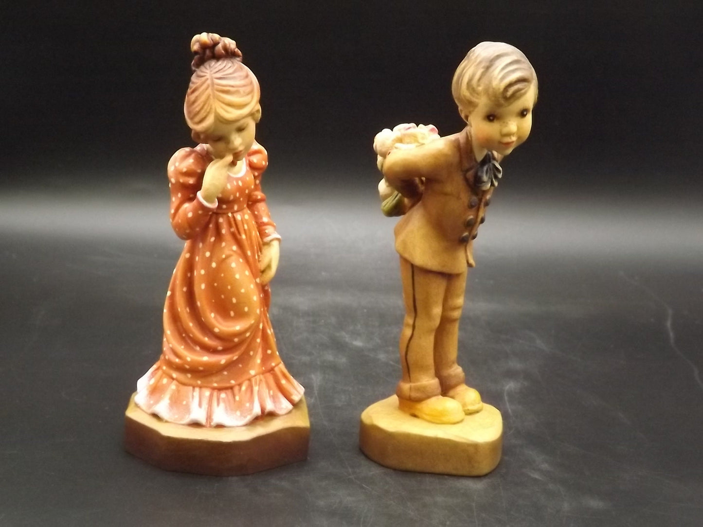 Vintage Anri Wood Figurines: "Rose Arbor" Sarah Kay Design, Italy
