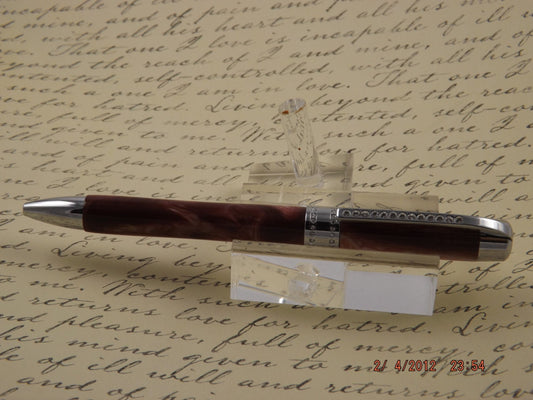 Handmade Russet Brown Acrylic Twist Pen with Swarovski Crystals