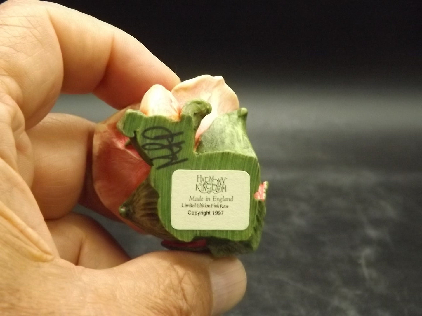 Harmony Kingdom Single Pink Rose Figurine: 1997 Limited Edition