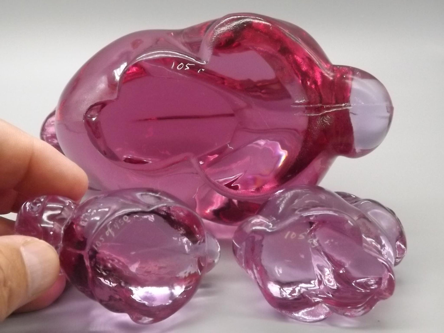 Vintage Heisey Lavender Ice Glass Rabbit Family - Limited Edition