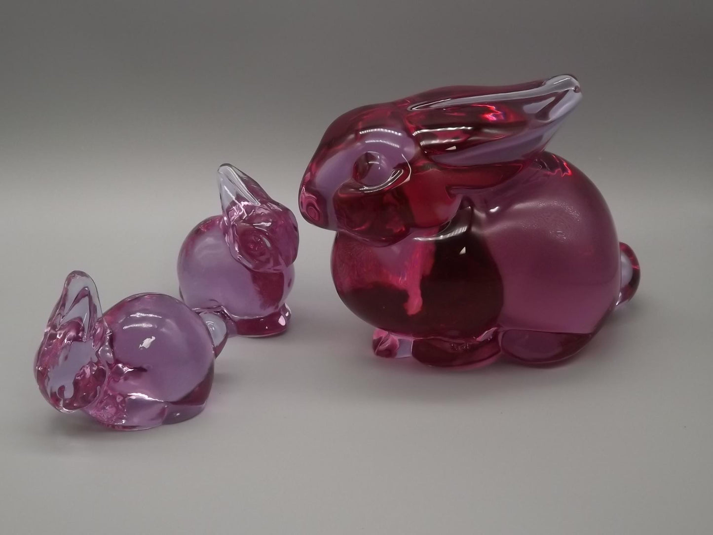 Vintage Heisey Lavender Ice Glass Rabbit Family - Limited Edition