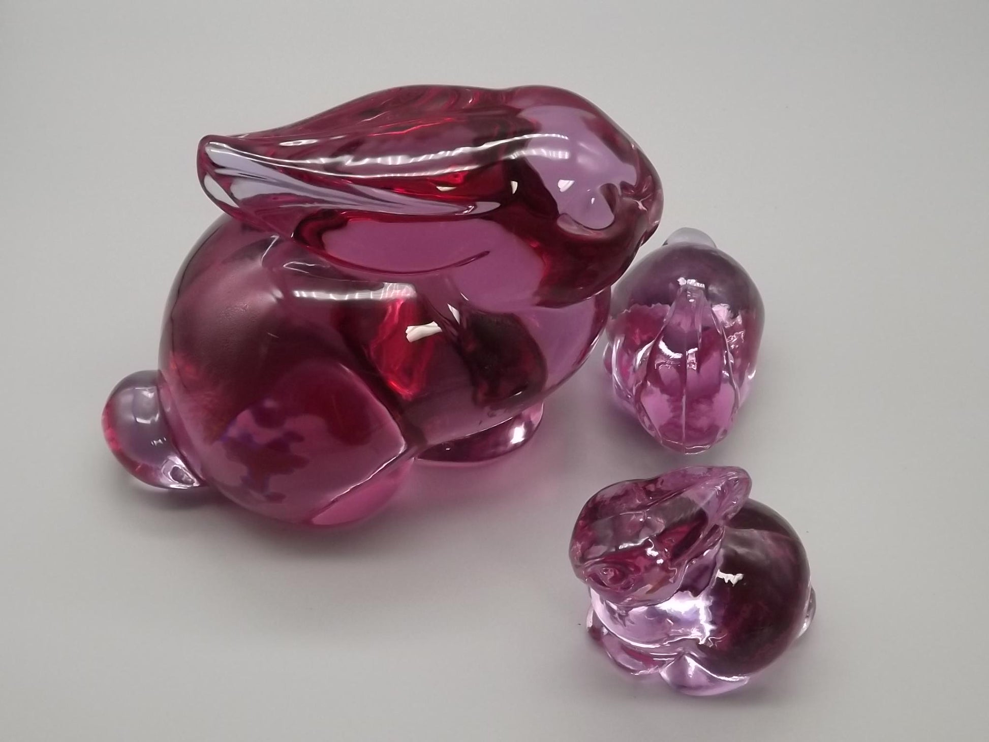 Vintage Heisey Lavender Ice Glass Rabbit Family - Limited Edition