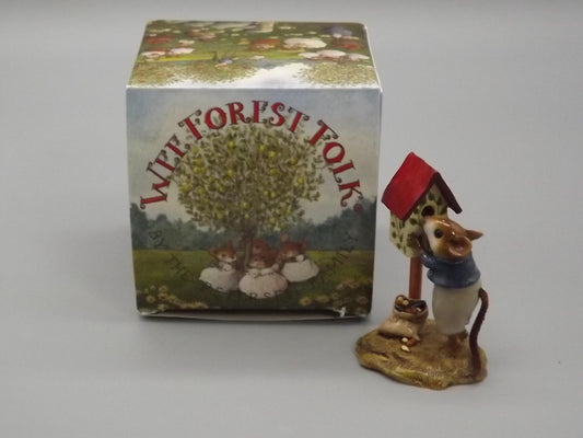 Vintage Wee Forest Folk Mouse Figurine: LTD-06 Any Birdie Home, Signed Limited Edition