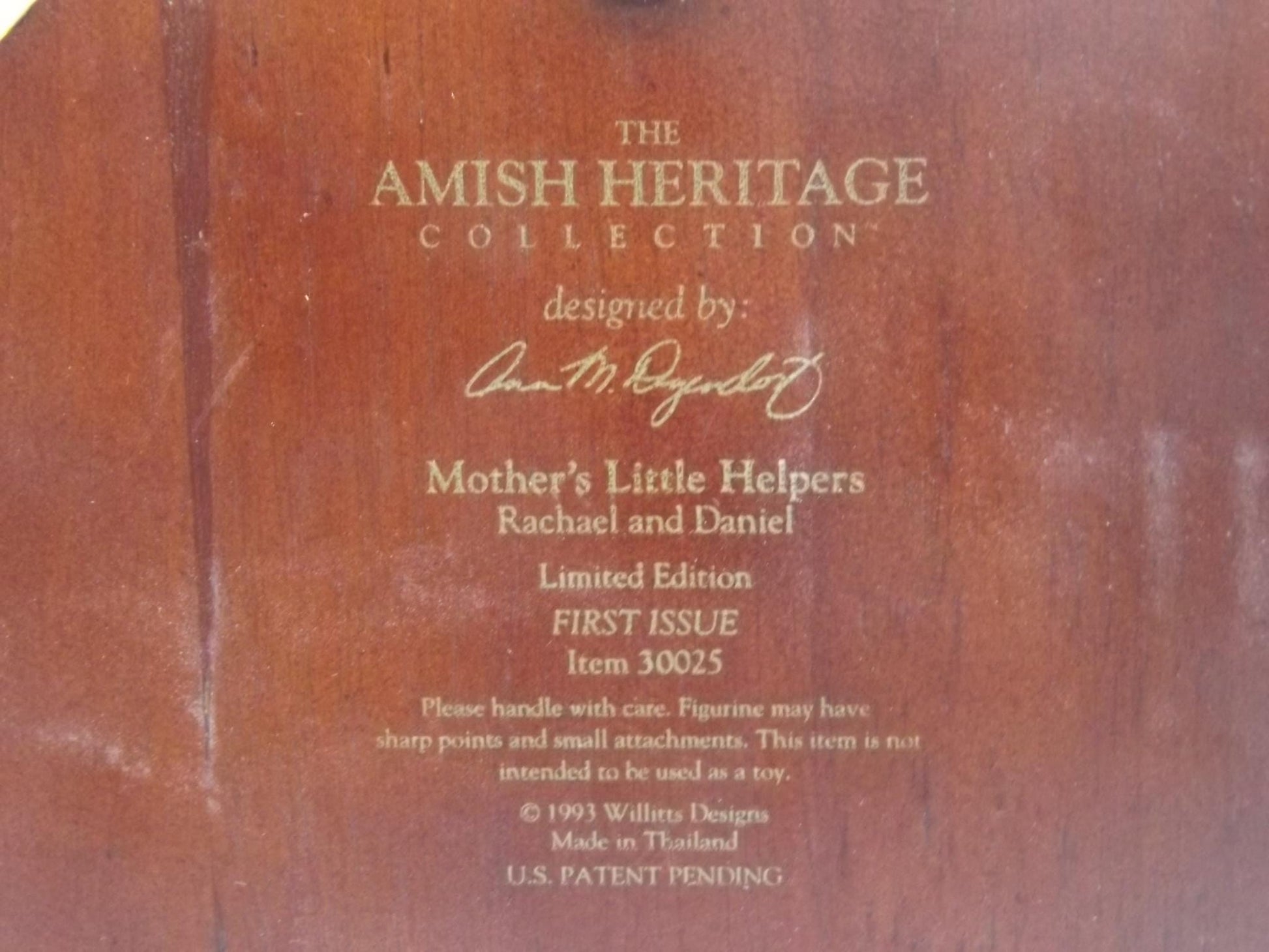 Willits Amish Heritage Figurine: Mother's Little Helpers, Rachel and Daniel
