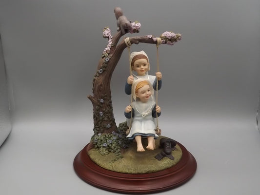 Vintage Willits Amish Figurine: "The Miracle of Spring" Girls on Swing
