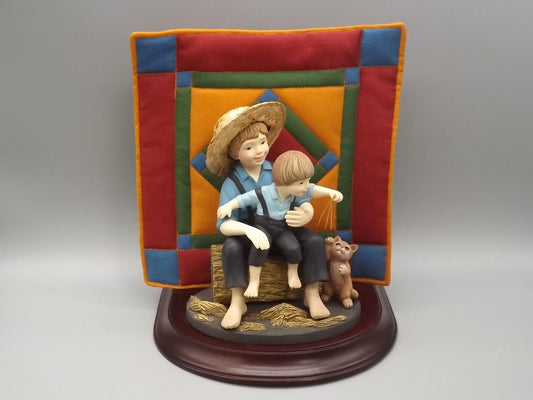 Willits Amish Heritage Figurine: "Eli and Benjamin" with Kitten