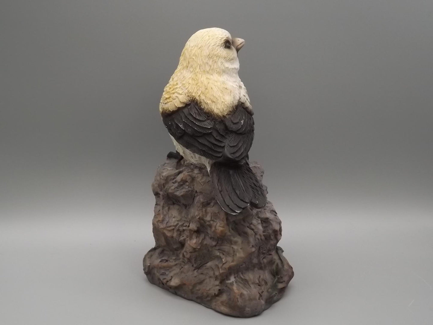 Bird Figurine on Welcome Sign: Black and White Feathered Friend Gift