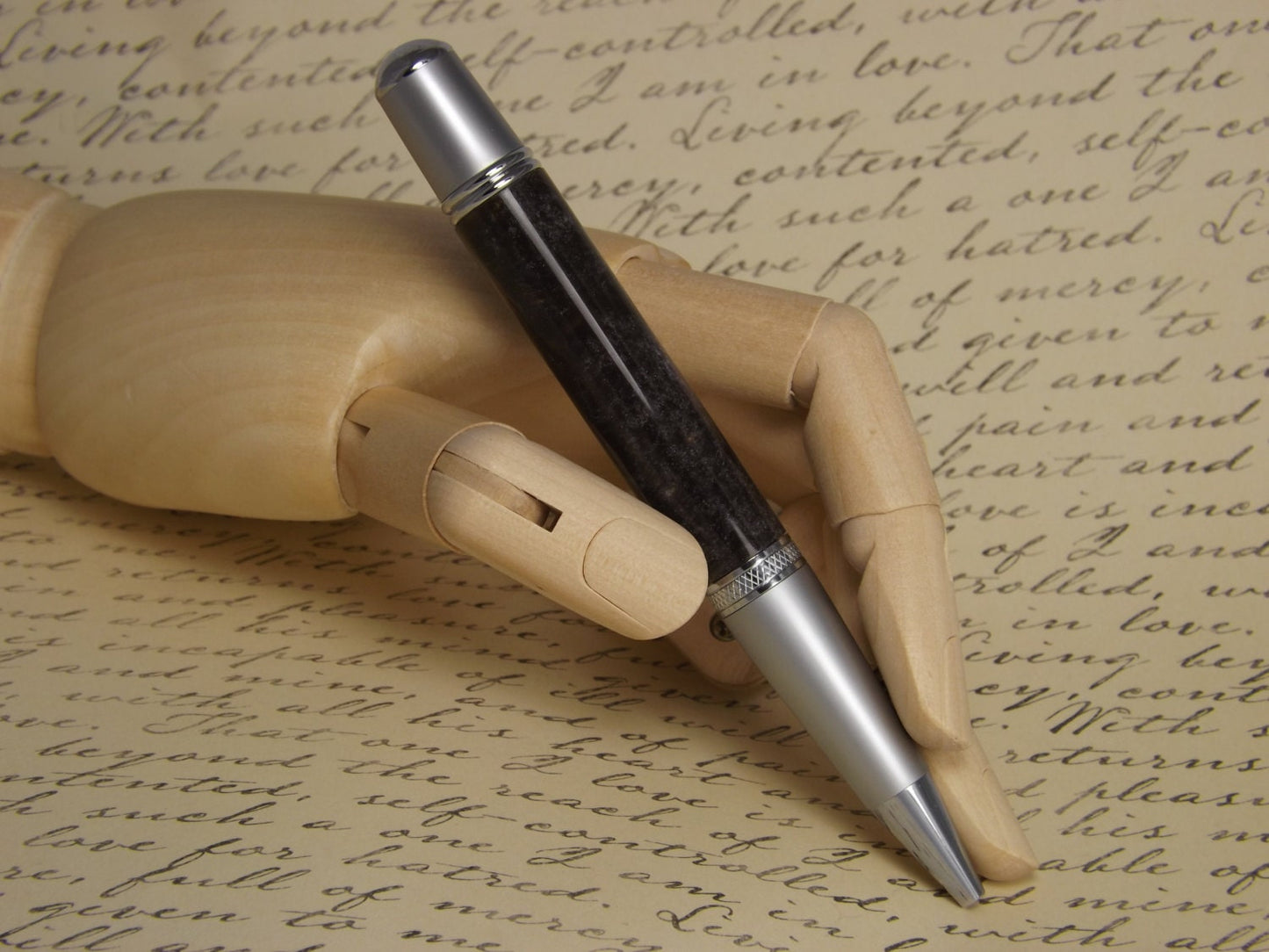 Handmade Molten Silver Pen, Sierra Vista style two tone chrome pen.