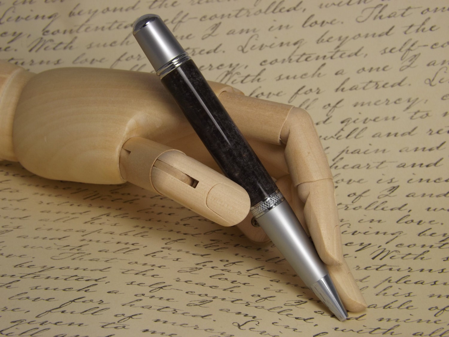 Handmade Molten Silver Pen, Sierra Vista style two tone chrome pen.