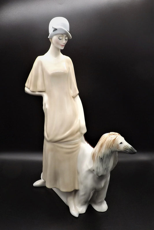 Vintage Royal Doulton Figurine: Promenade Lady with Dog, HN 3072