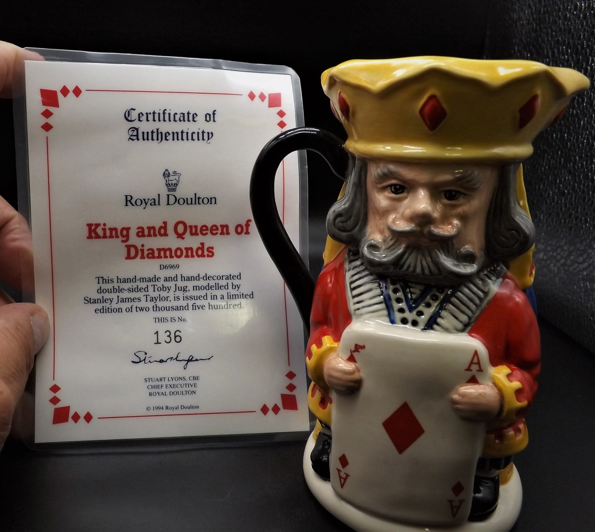 Vintage Royal Doulton King & Queen of Diamonds Toby Jug D6969 - Limited Edition