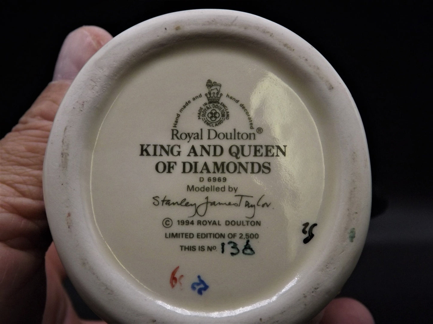 Vintage Royal Doulton King & Queen of Diamonds Toby Jug D6969 - Limited Edition