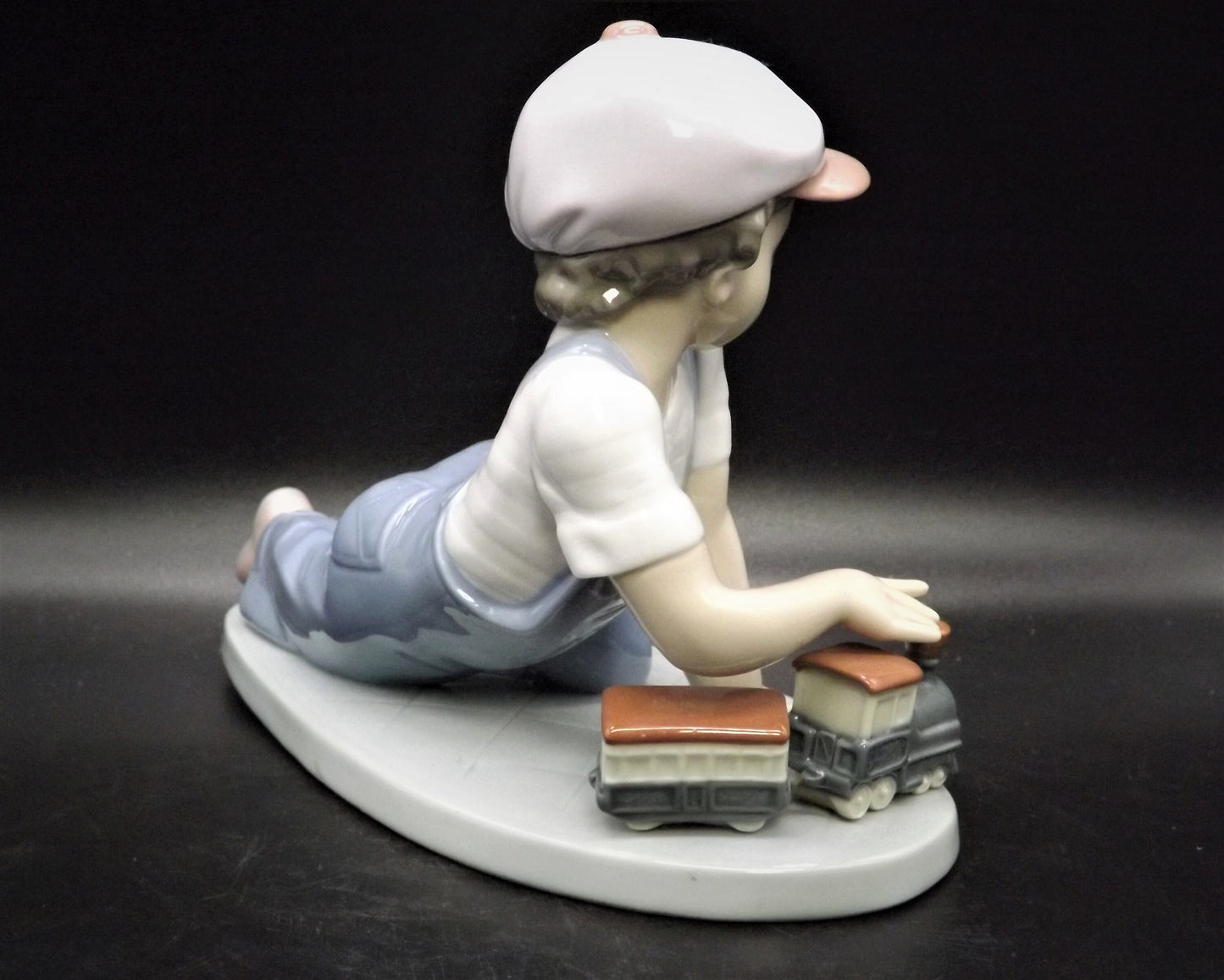Vintage Lladro Figurine "All Aboard" #7619: Boy with Train