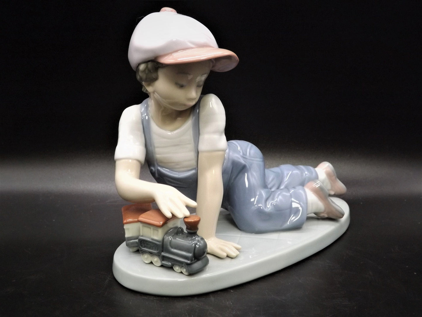 Vintage Lladro Figurine "All Aboard" #7619: Boy with Train