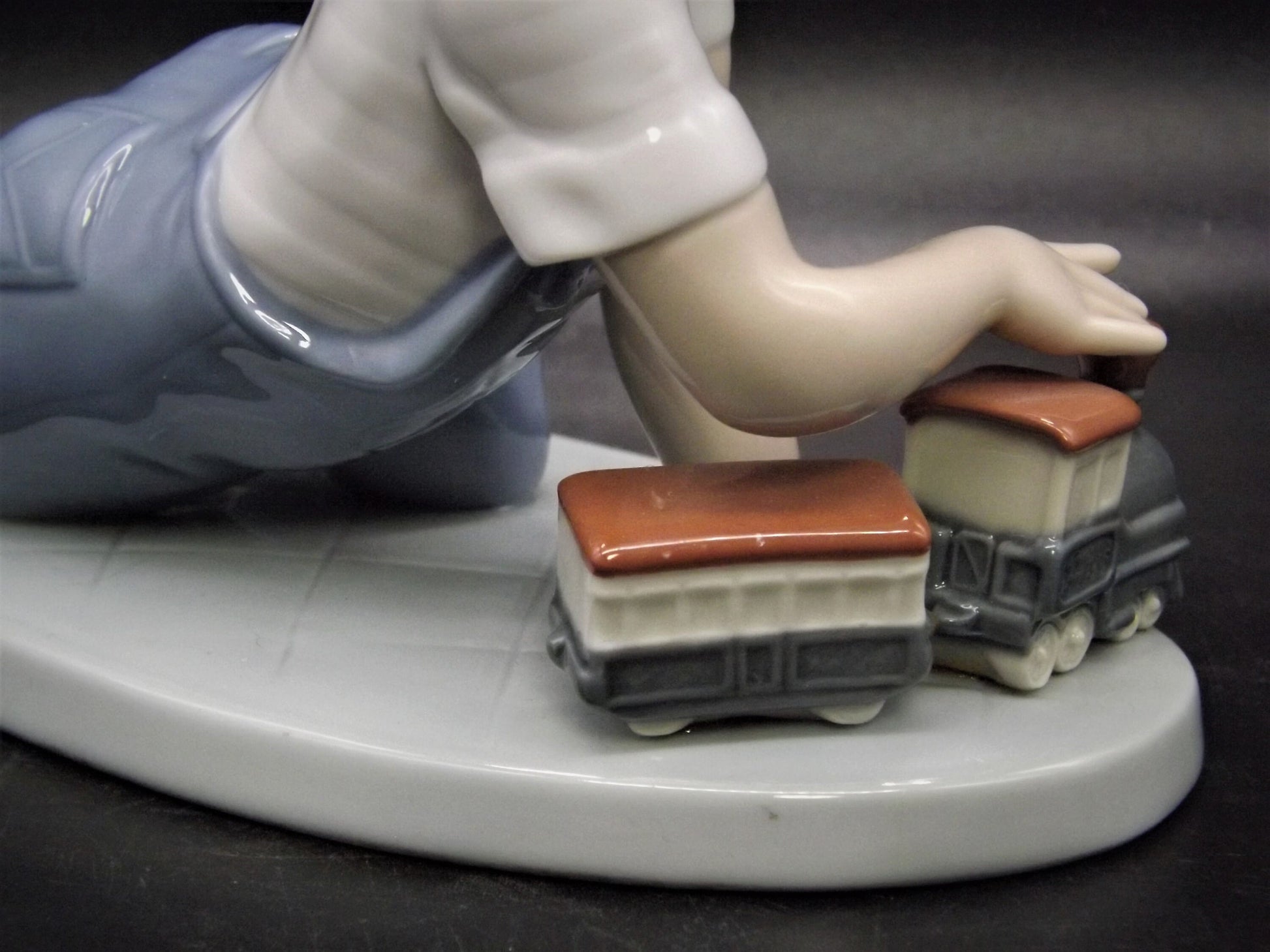 Vintage Lladro Figurine "All Aboard" #7619: Boy with Train