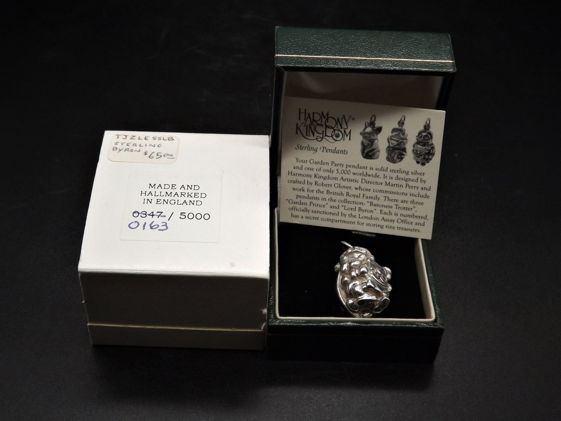 Harmony Kingdom Sterling Silver "Lord Byron" Pendant - 1999 Event Piece