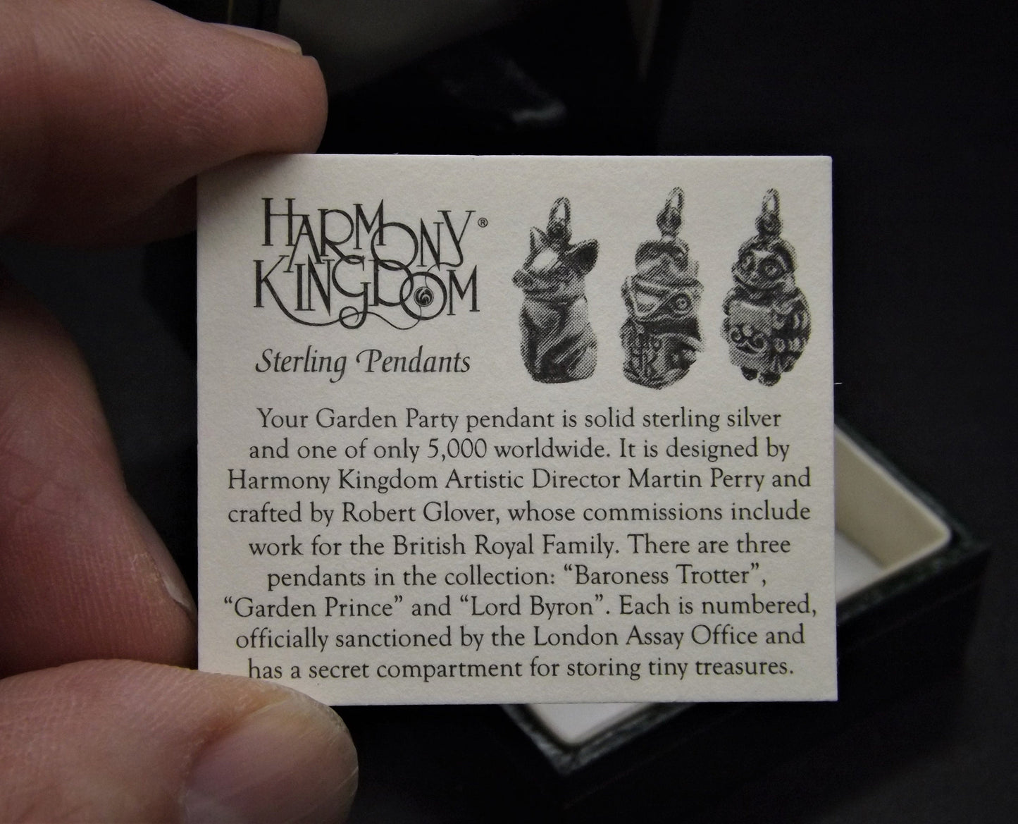 Harmony Kingdom Sterling Silver "Lord Byron" Pendant - 1999 Event Piece